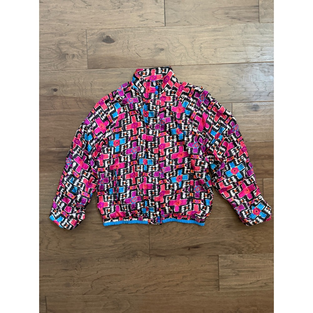 Vintage Aviat‎ Sportif Windbreaker Women S Nylon Geometric Retro 80s Jacket